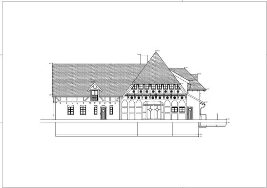 Südfassade des Bauernhauses in Isernhagen mit detaillierter Darstellung von Öffnungen, Fassadenstruktur und Dachform.