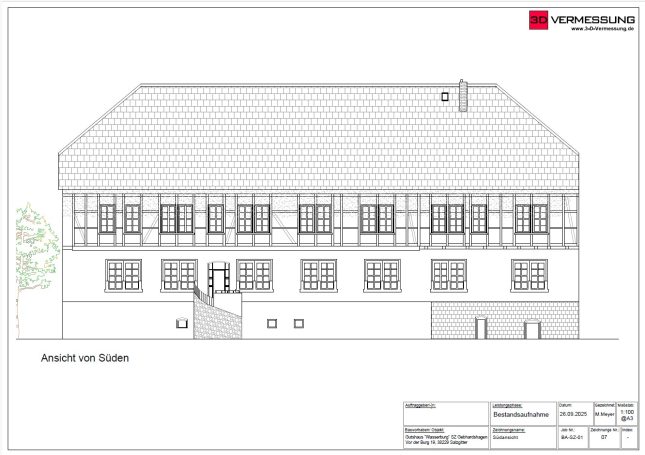 Südansicht Wasserburg Salzgitter-Gebhardshagen aus 3D-Laserscanning Bestandsvermessung