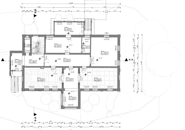 Grundriss Erdgeschoss Gutshof Anderten – Bestandsplan aus 3D-Laserscanning