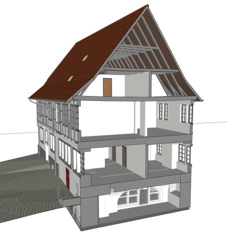3D-Modell als Querschnitt der Wasserburg in Salzgitter-Gebhardshagen