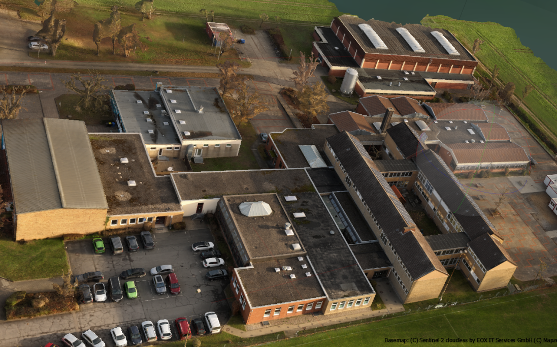 Drohnen-Luftaufnahme der Oberschule Söhlde im Landkreis Hildesheim – Erfassung für 3D-Punktwolke und digitale Bestandsaufnahme mittels RTK-D