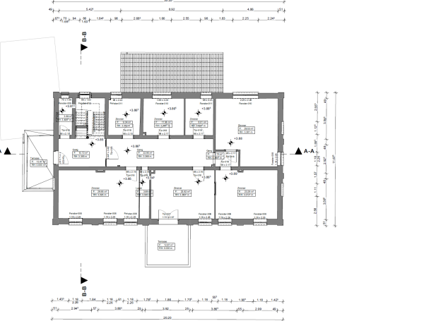 Grundriss des 2. Obergeschosses eines Gutshofgebäudes in Anderten basierend auf 3D-Laserscanning.