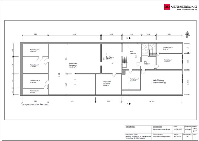 Grundriss Dachgeschoss Wasserburg Salzgitter-Gebhardshagen aus 3D-Laserscanning Bestandsvermessung