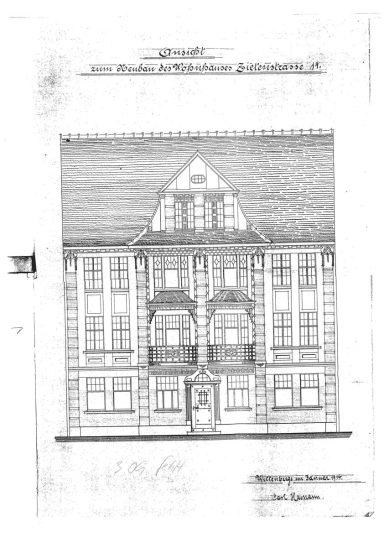 Ursprüngliche Zeichnung der Fassade