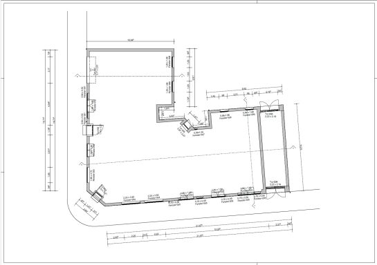 Grundriss eines Gebäudes in Hannover mit Außenmaßen als Bestandsplan basierend auf 3D-Laserscanning