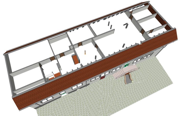 Horizontalschnitt im Dachgeschoss – 3D-Modell der Wasserburg Gebhardshagen.